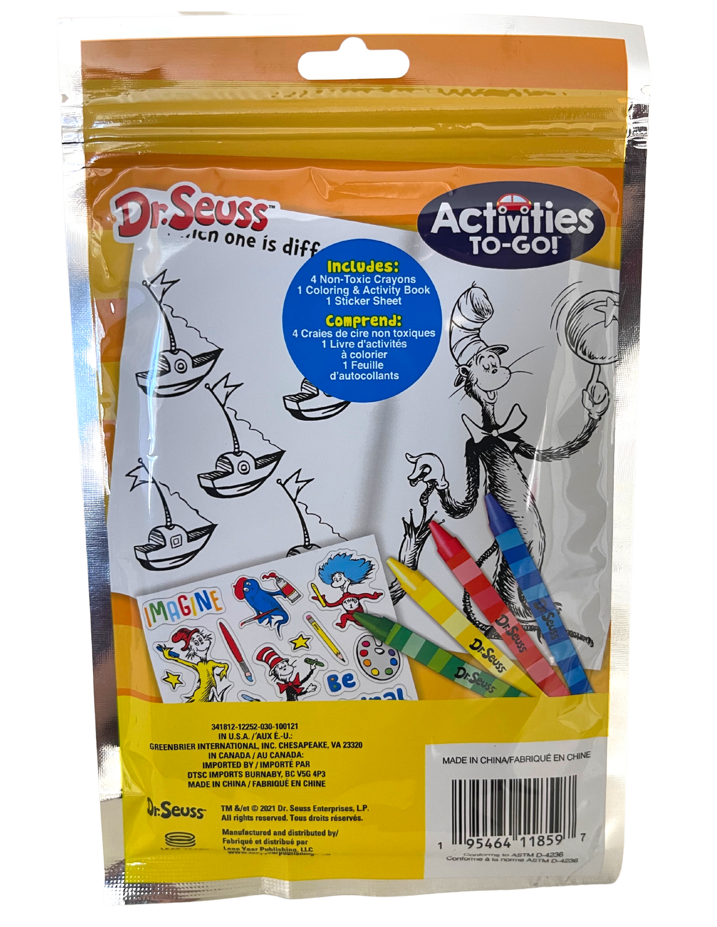 Dr. Seuss Activities on the Go! (Book, Crayons, & Stickers!)