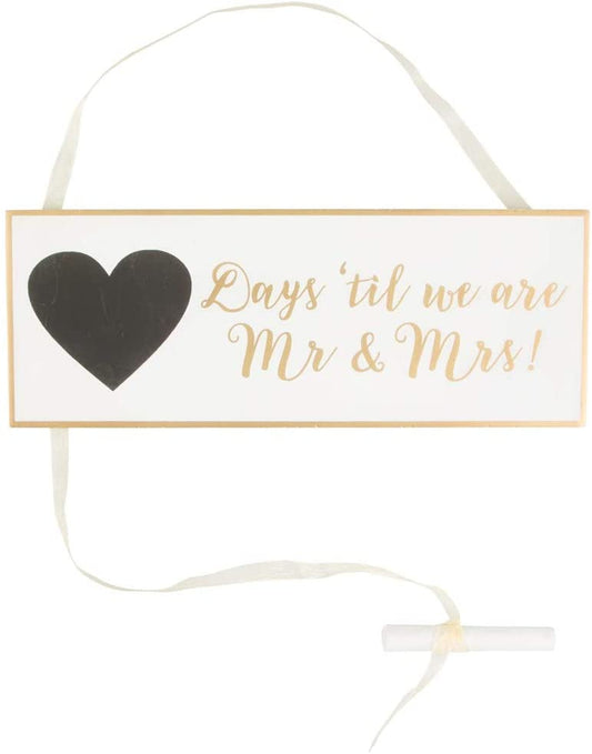 Sass & Belle - Gold & White Wedding Countdown Plaque