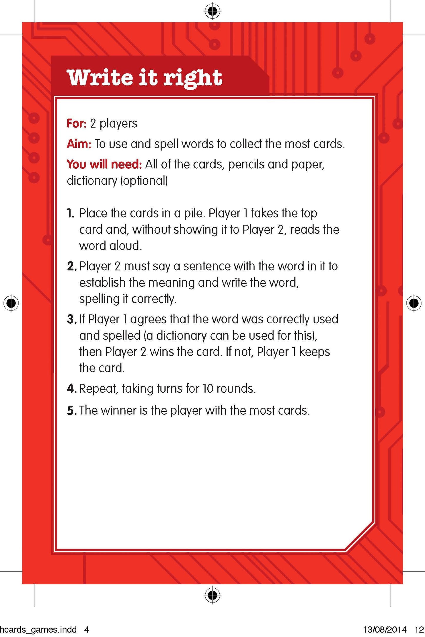 Scholastic Spelling Cards