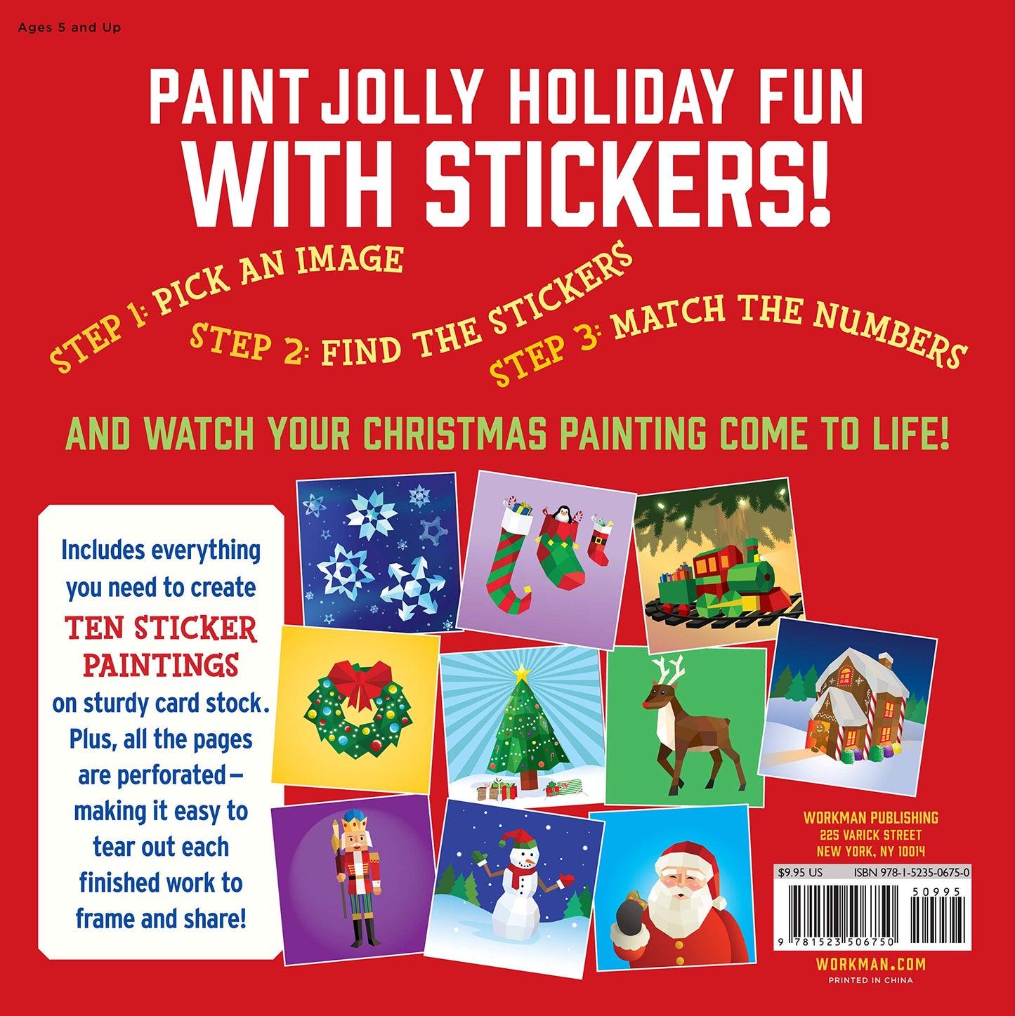 Paint by Sticker Kids: Christmas: Create 10 Pictures One Sticker at a Time! Includes Glitter Stickers