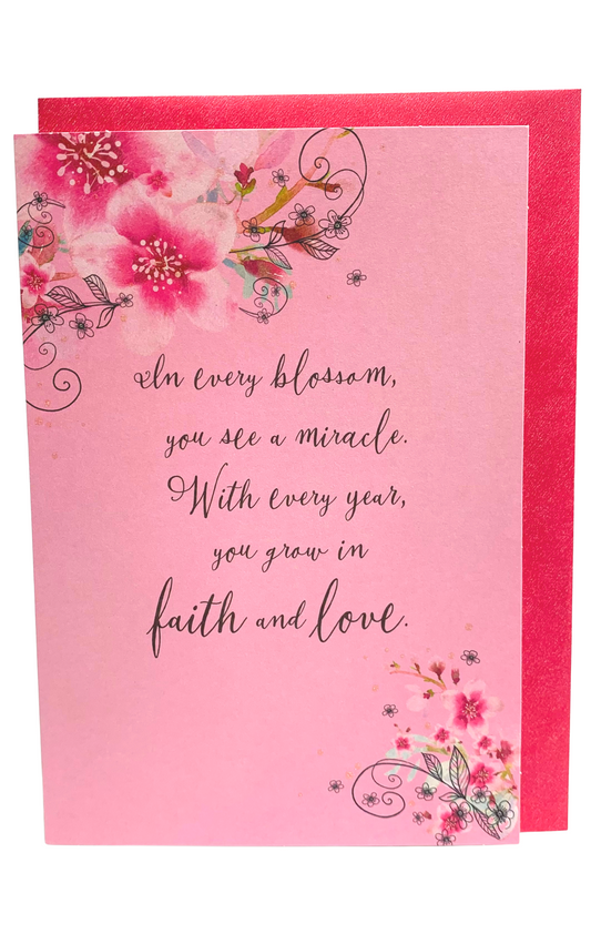 Hallmark: Happy Birthday - Blush Pink Faith and Love