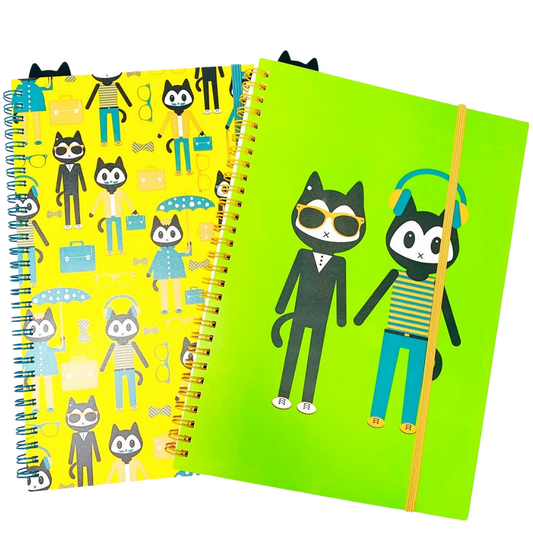 Cool Cats Spiral Notebooks with Ruler