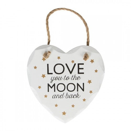 Sass & Belle - Love You to the Moon Golden Stars Heart Plaque