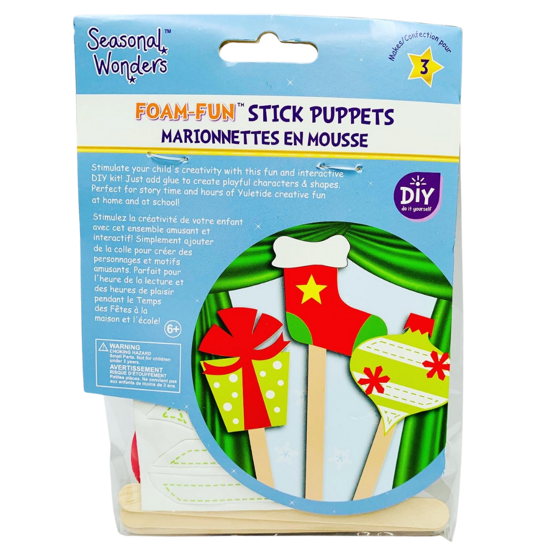 Christmas Fun-Foam Stick Puppets: Christmas Present, Stocking & Bauble