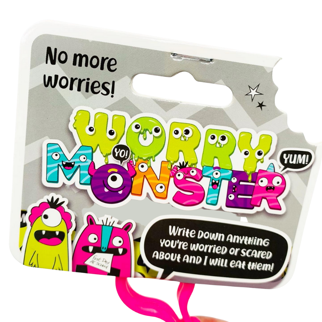 Worry Monster Plush Backpack Clippable: Pink and Blue