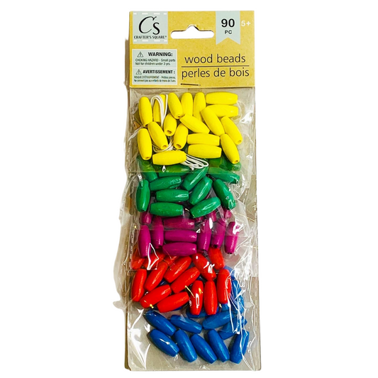 Crafter's Square: Multi-Coloured Wood Oblong Beads (90 pieces)