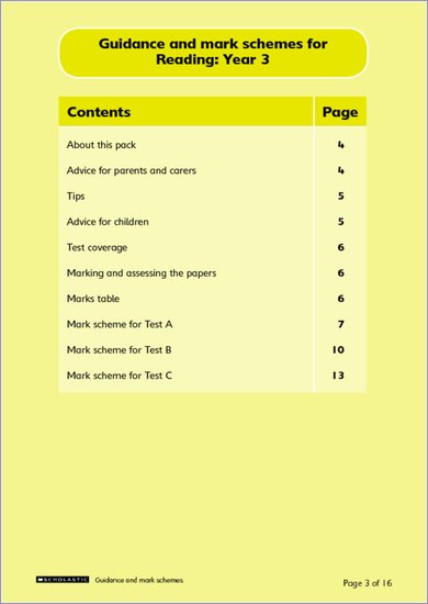 National Curriculum SATs Tests: Reading (Year 3)